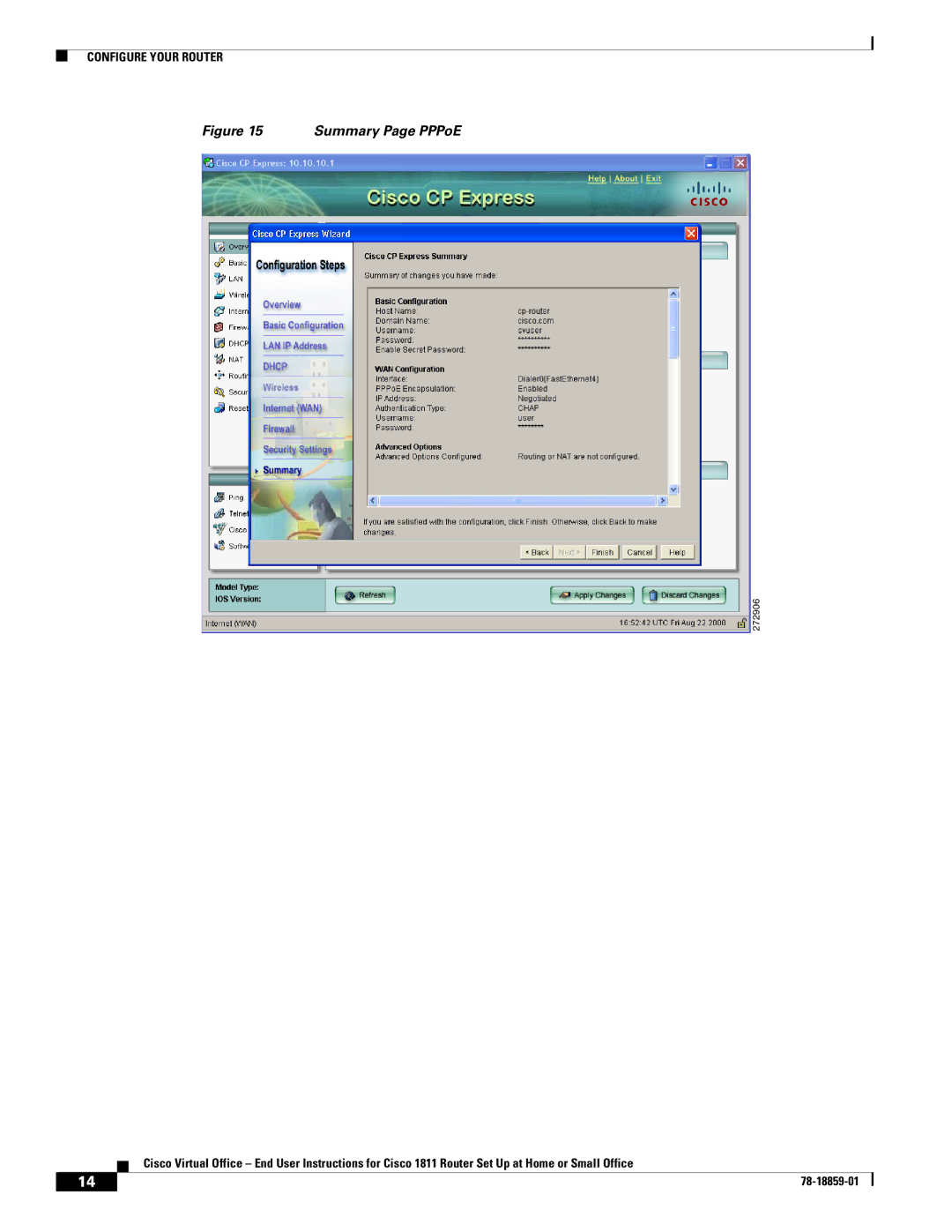 Cisco Systems CISCO1811 manual Summary Page PPPoE 