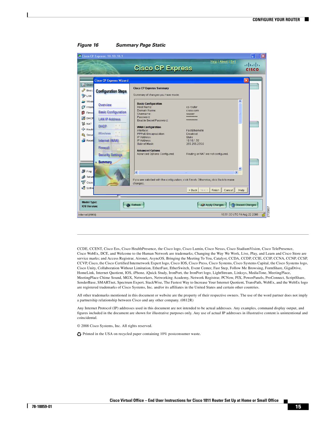 Cisco Systems CISCO1811 manual Summary Page Static 