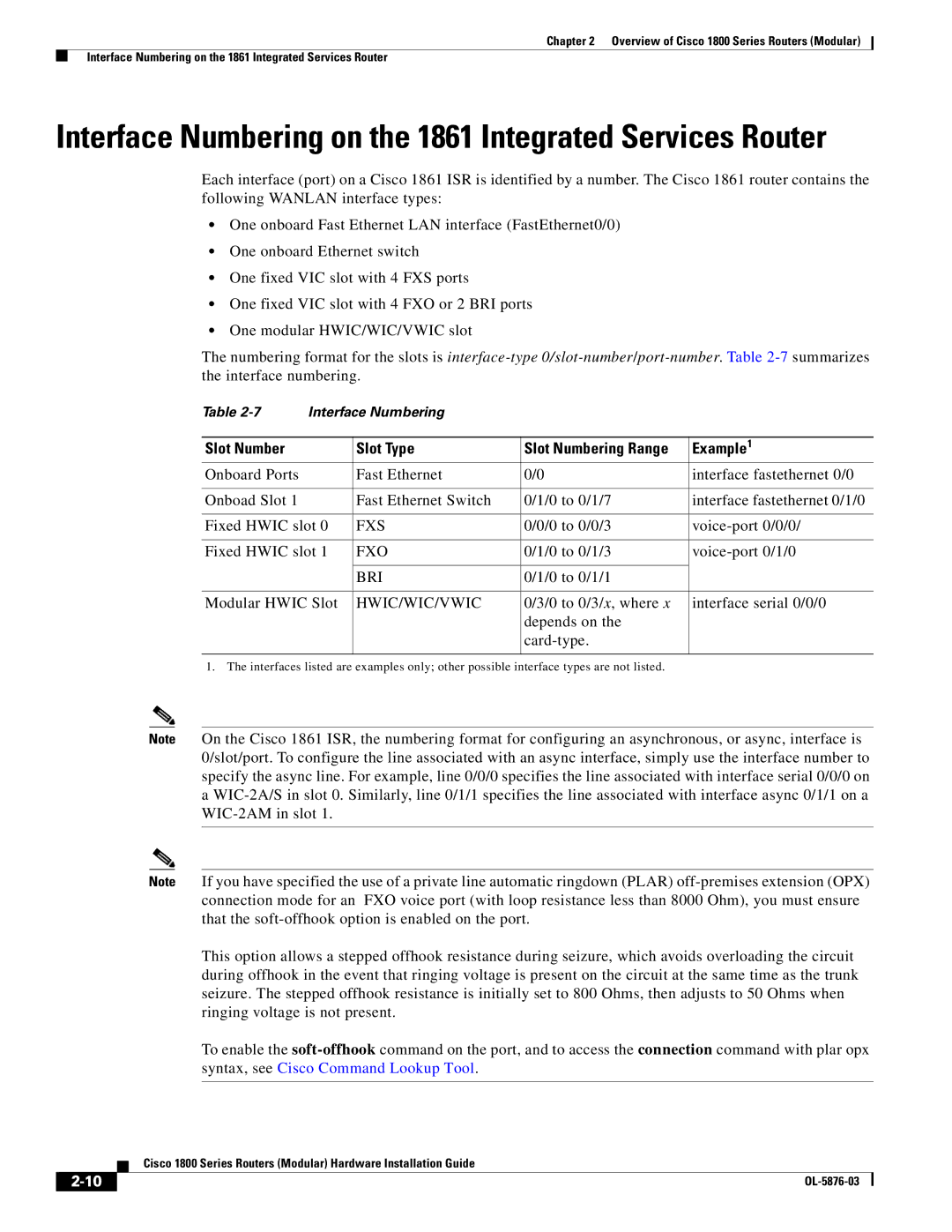 Cisco Systems CISCO1841-HSEC/K9-RF manual Interface Numbering on the 1861 Integrated Services Router 