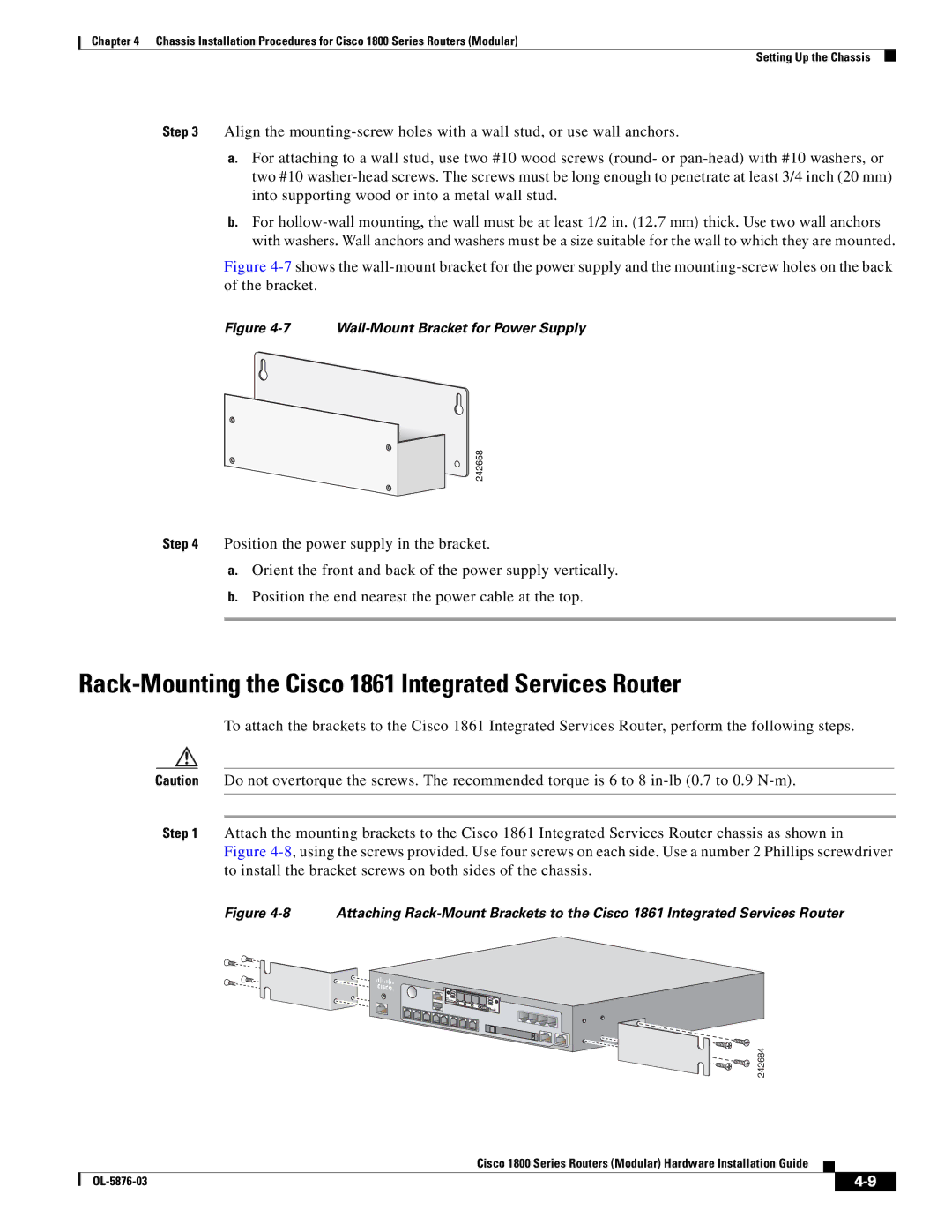 Cisco Systems CISCO1841-HSEC/K9-RF manual Rack-Mounting the Cisco 1861 Integrated Services Router 