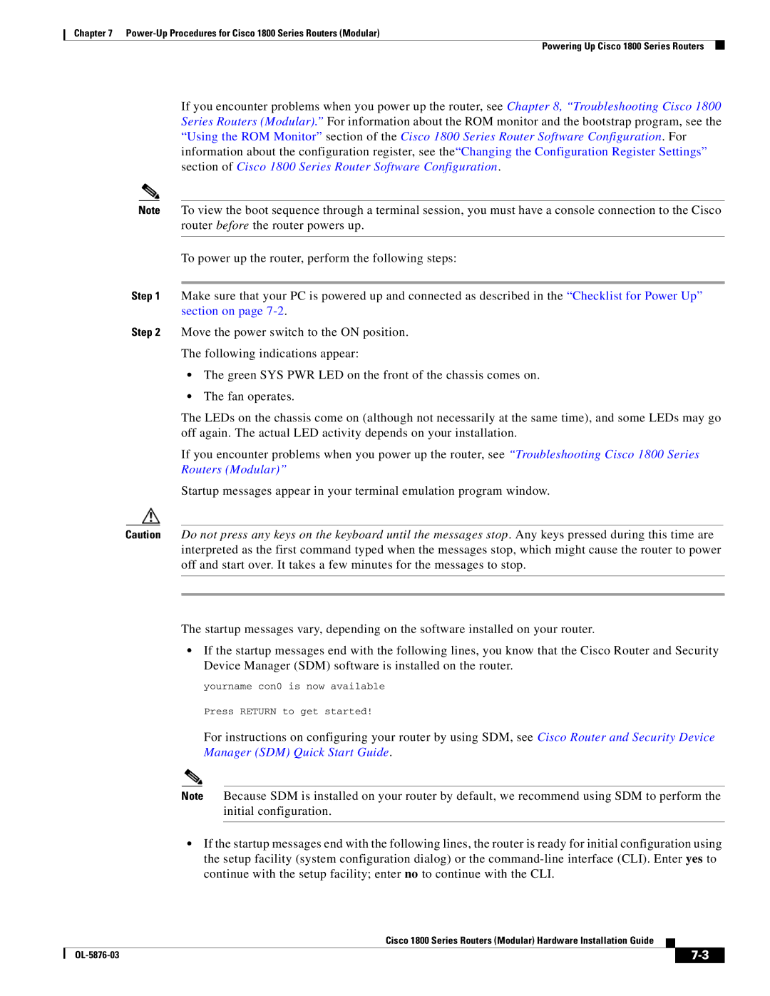 Cisco Systems CISCO1841-HSEC/K9-RF manual Yourname con0 is now available Press Return to get started 