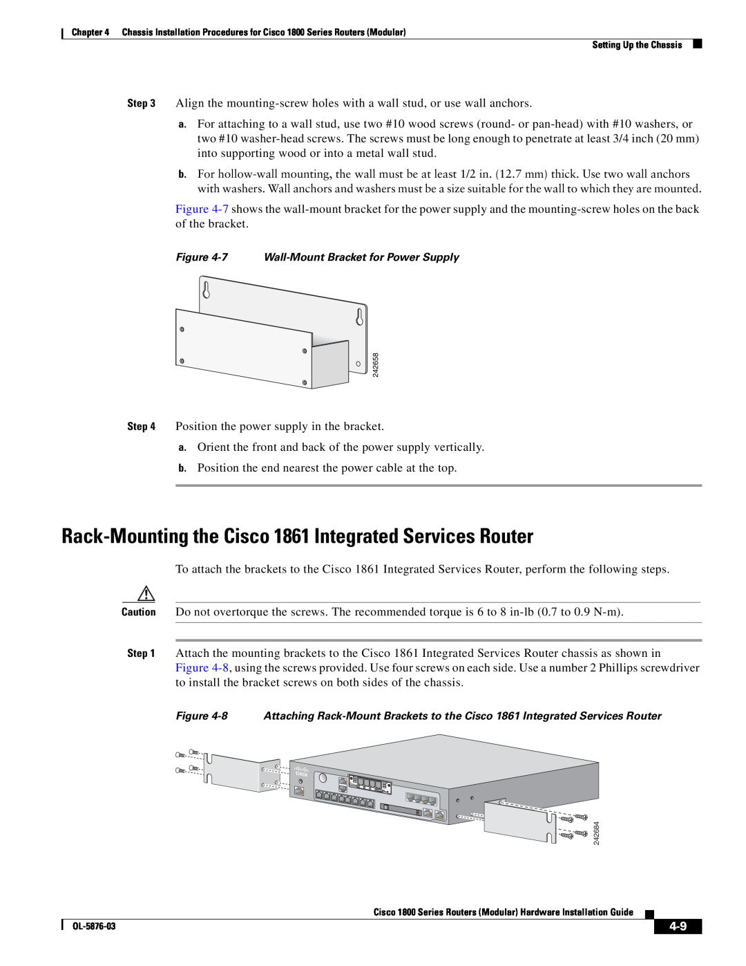 Cisco Systems CISCO1841-HSEC/K9-RF manual Rack-Mounting the Cisco 1861 Integrated Services Router 