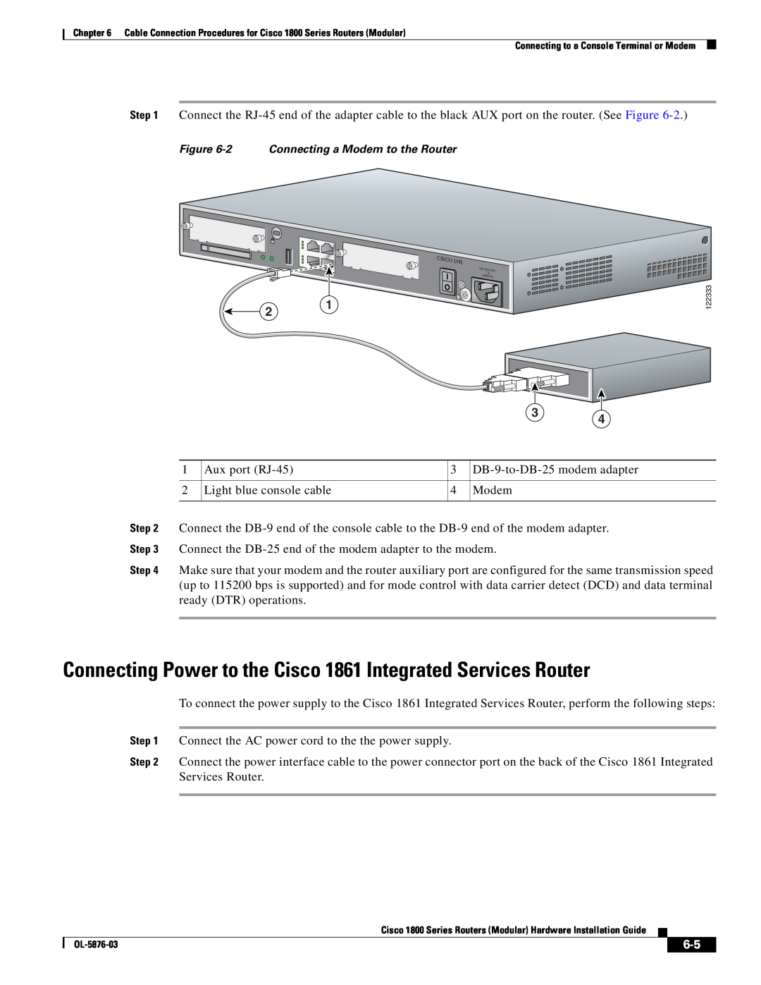 Cisco Systems CISCO1841-HSEC/K9-RF manual Connecting Power to the Cisco 1861 Integrated Services Router 