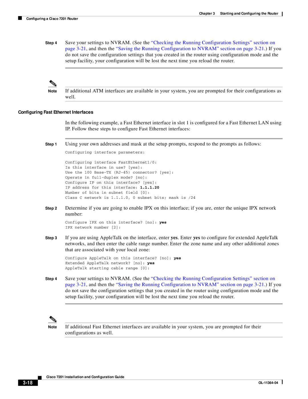 Cisco Systems CISCO7201 manual Configuring Fast Ethernet Interfaces 