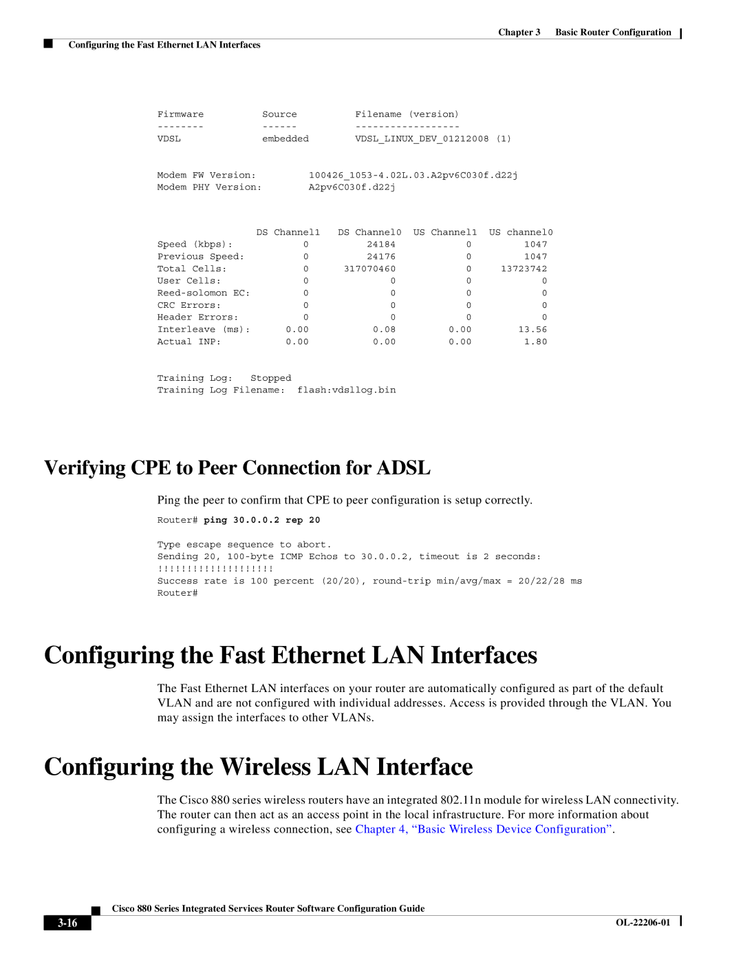 Cisco Systems CISCO881SECK9 manual Configuring the Fast Ethernet LAN Interfaces, Configuring the Wireless LAN Interface 