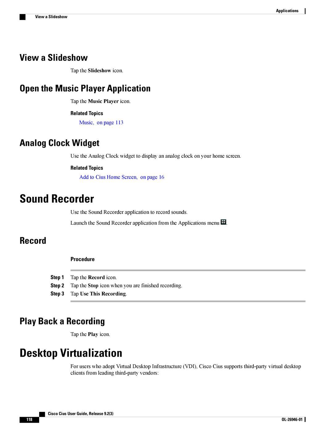 Cisco Systems CiscoCius manual Sound Recorder, Desktop Virtualization 