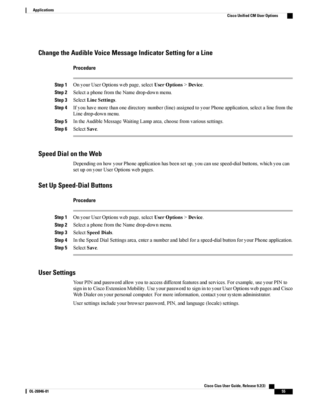 Cisco Systems CiscoCius manual Speed Dial on the Web, Set Up Speed-Dial Buttons, User Settings, Select Speed Dials 