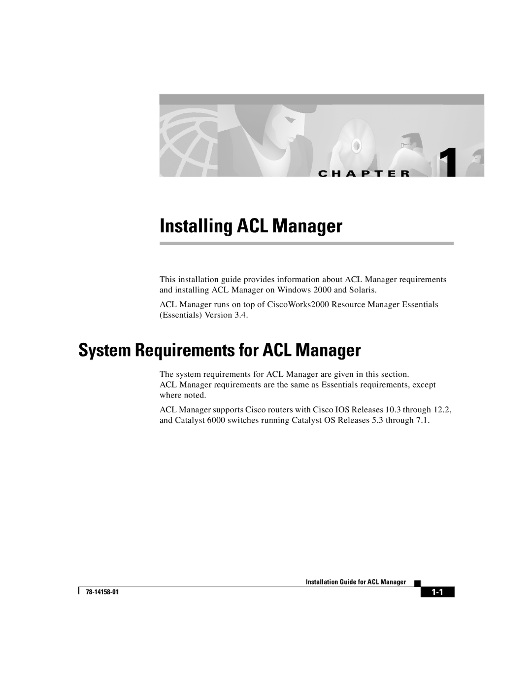 Cisco Systems CiscoWorks2000 manual Installing ACL Manager, System Requirements for ACL Manager 