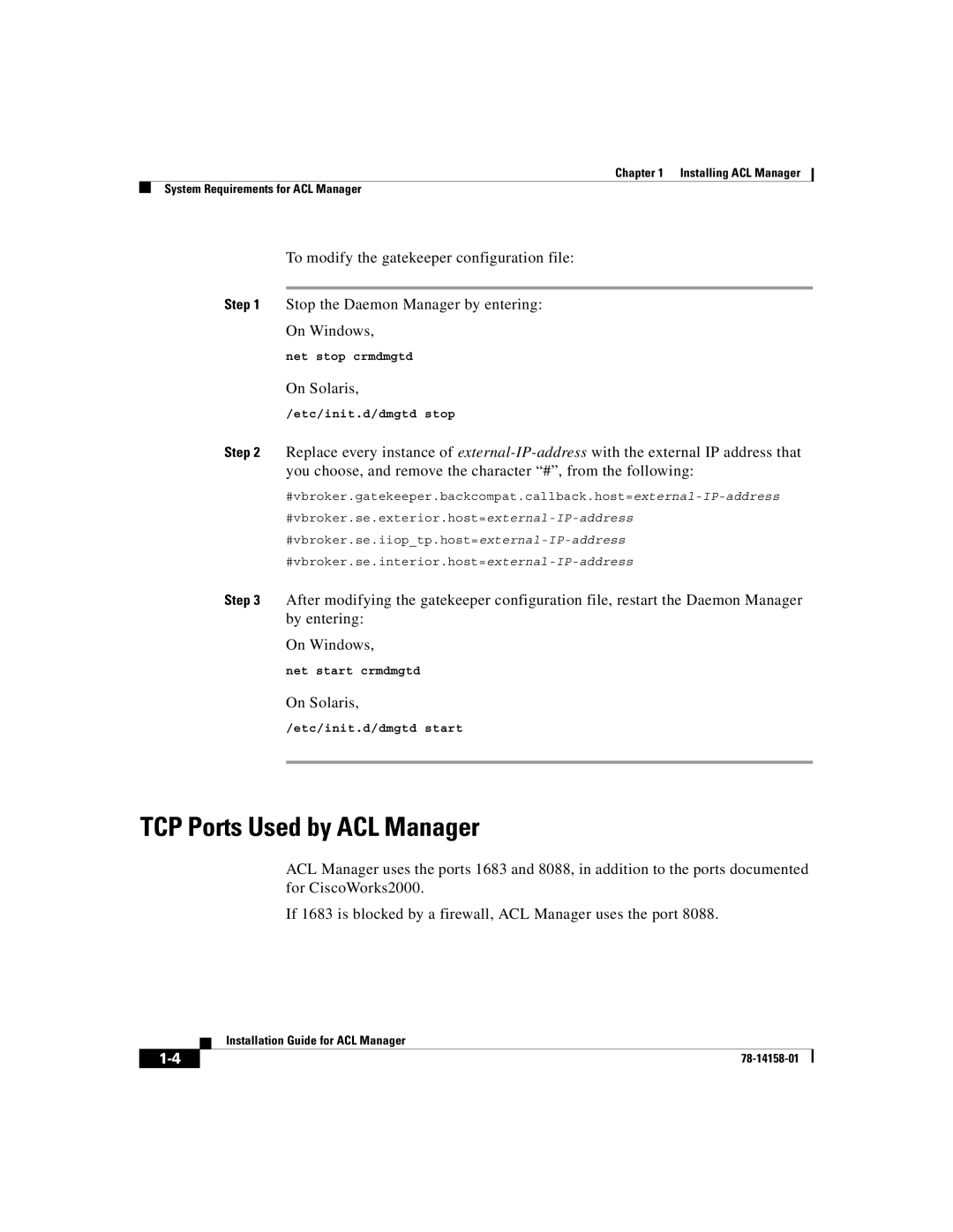 Cisco Systems CiscoWorks2000 manual TCP Ports Used by ACL Manager 