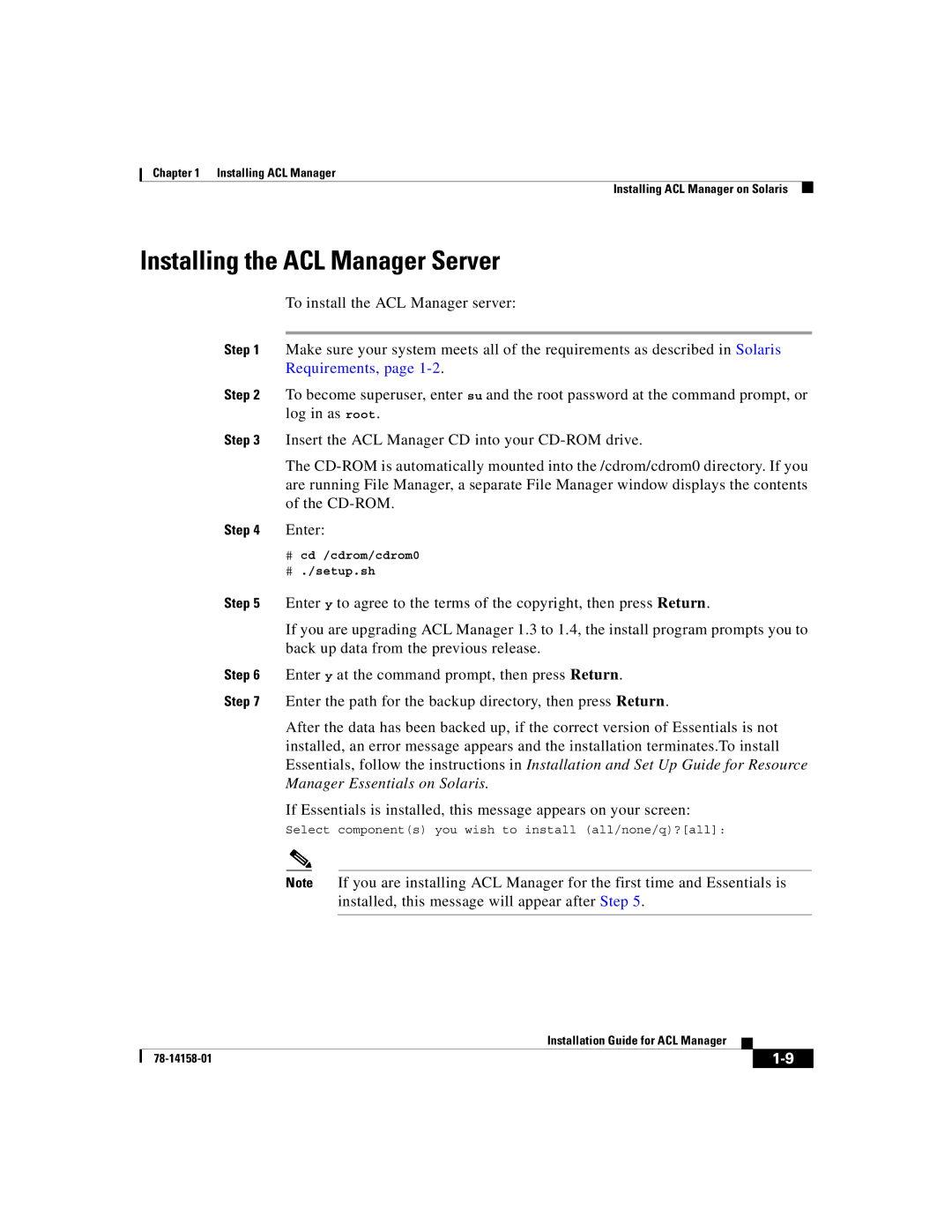 Cisco Systems CiscoWorks2000 manual Manager Essentials on Solaris 