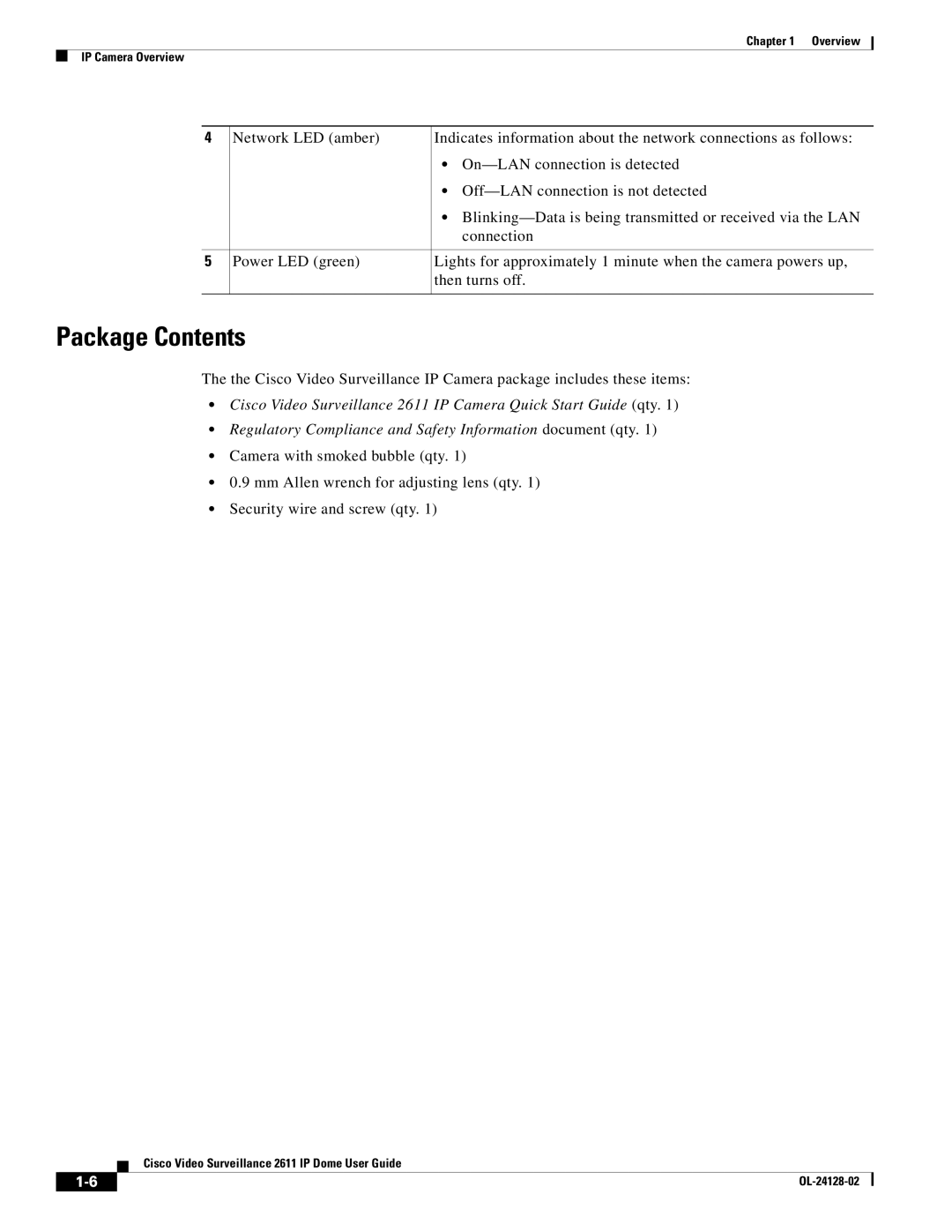 Cisco Systems CIVIS-IPC-2611 manual Package Contents 