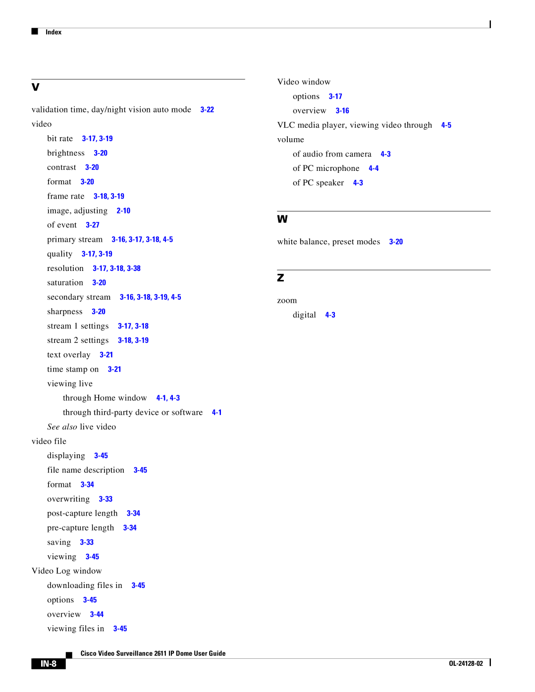 Cisco Systems CIVIS-IPC-2611 manual IN-8 