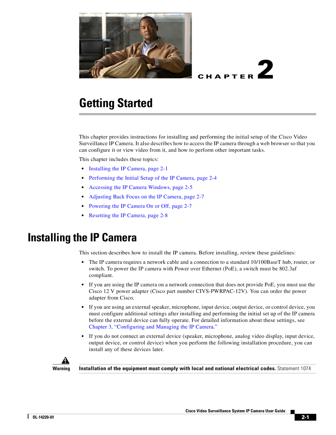 Cisco Systems CIVS-IPC-2500 manual Getting Started, Installing the IP Camera 