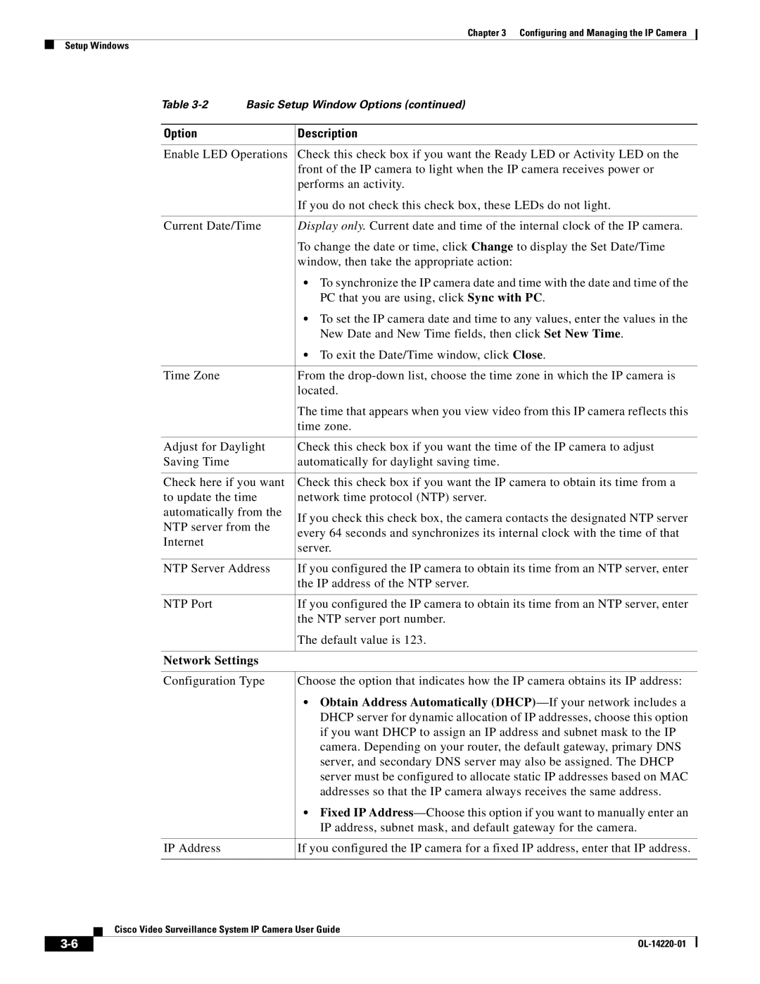 Cisco Systems CIVS-IPC-2500 manual Network Settings 