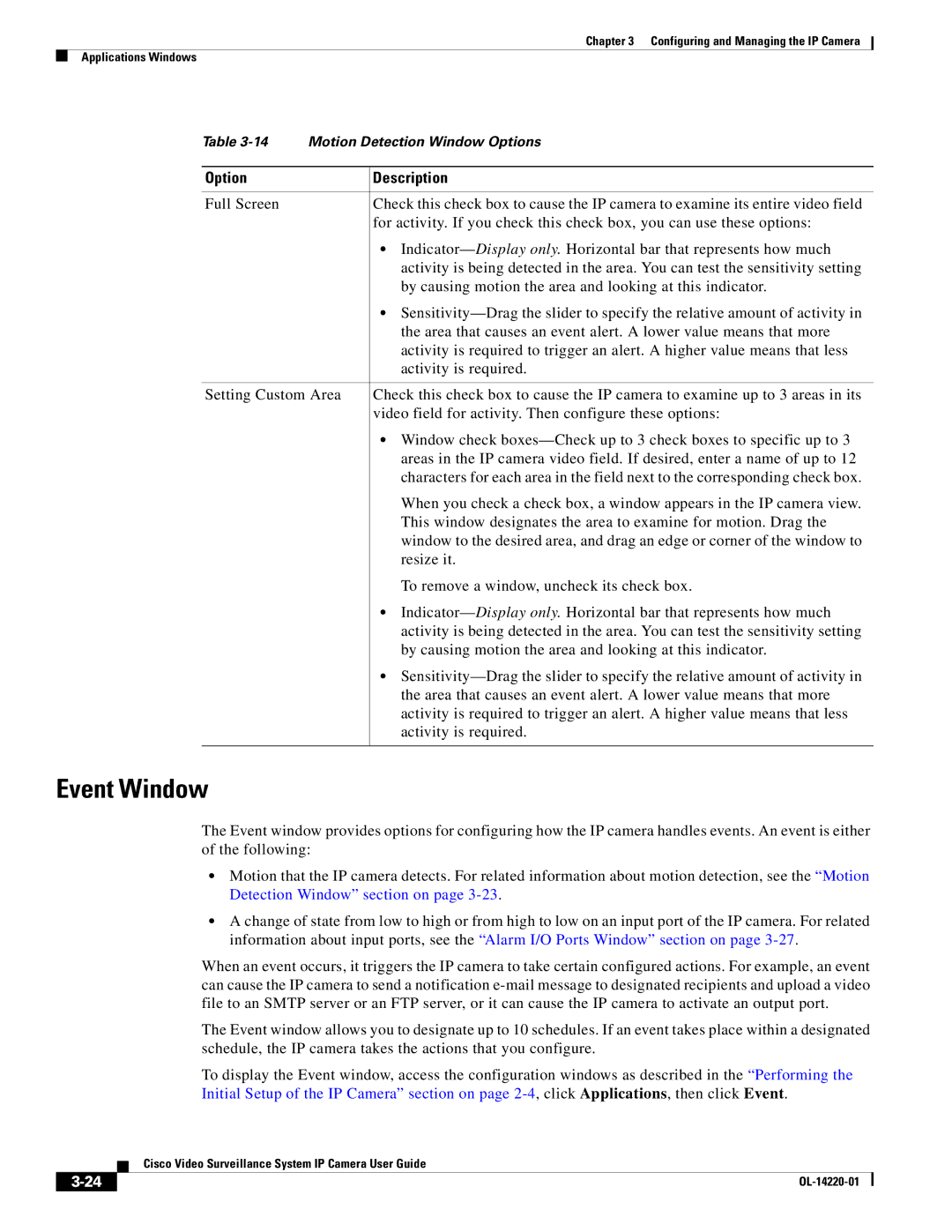 Cisco Systems CIVS-IPC-2500 manual Event Window 