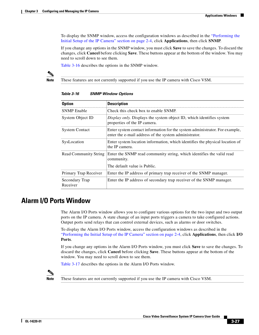 Cisco Systems CIVS-IPC-2500 manual Alarm I/O Ports Window 