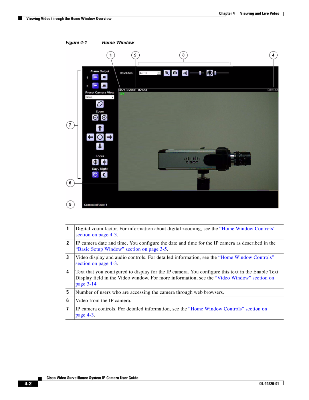 Cisco Systems CIVS-IPC-2500 manual Home Window 