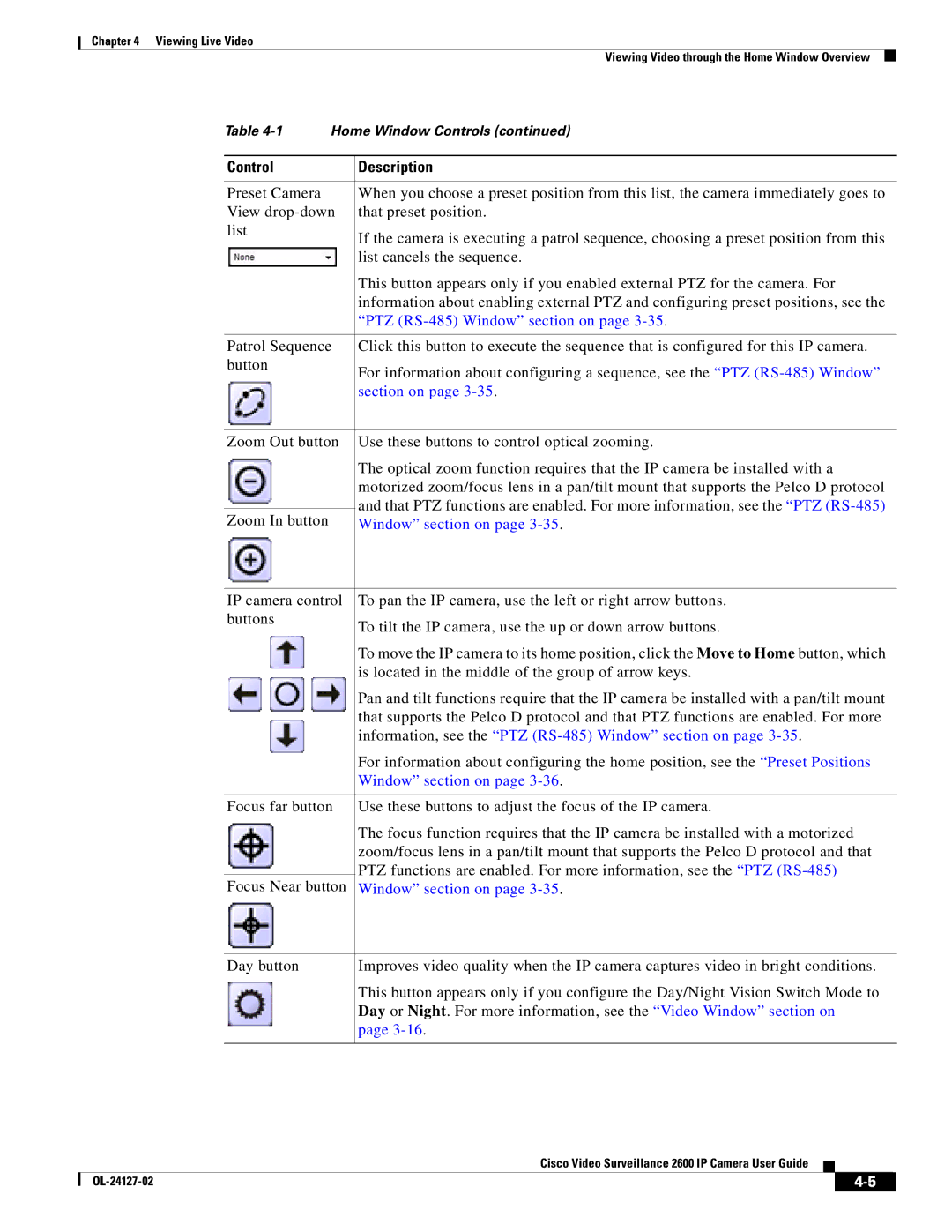 Cisco Systems CIVS-IPC-2600 manual Information, see the PTZ RS-485 Window section on 