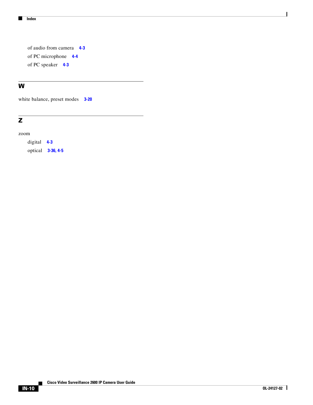 Cisco Systems CIVS-IPC-2600 manual IN-10 