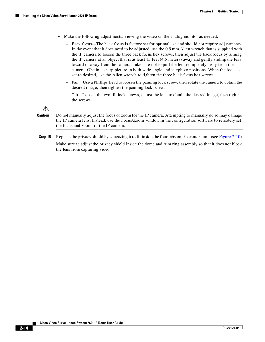 Cisco Systems CIVS-IPC-2621V manual Cisco Video Surveillance System 2621 IP Dome User Guide 