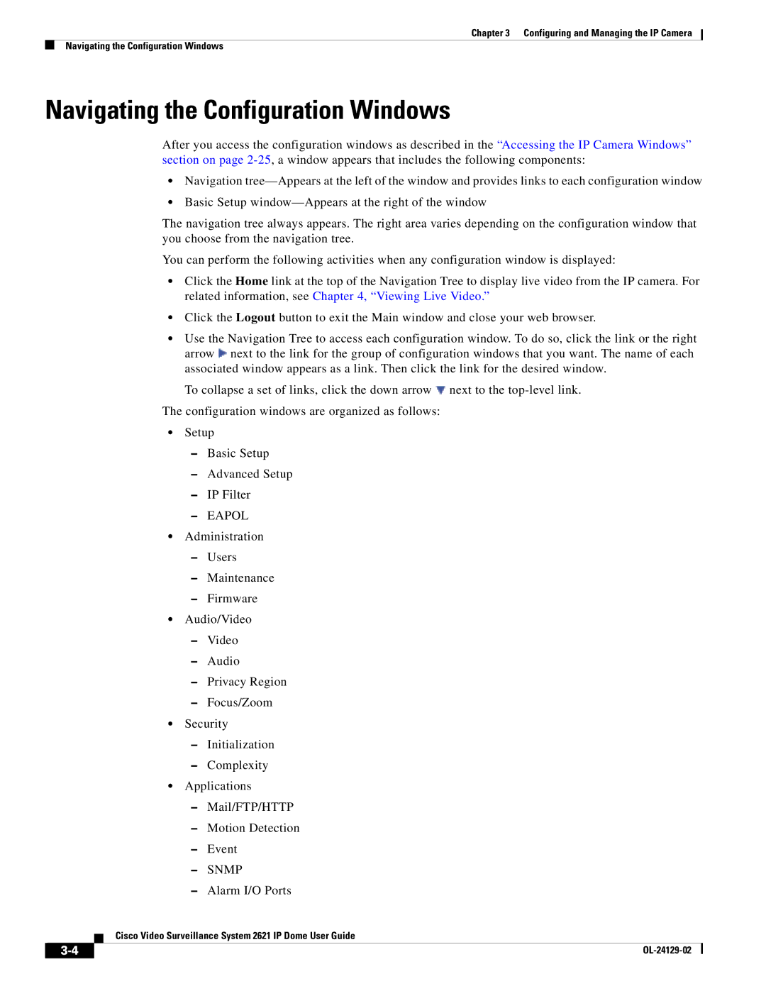 Cisco Systems CIVS-IPC-2621V manual Navigating the Configuration Windows, Snmp 