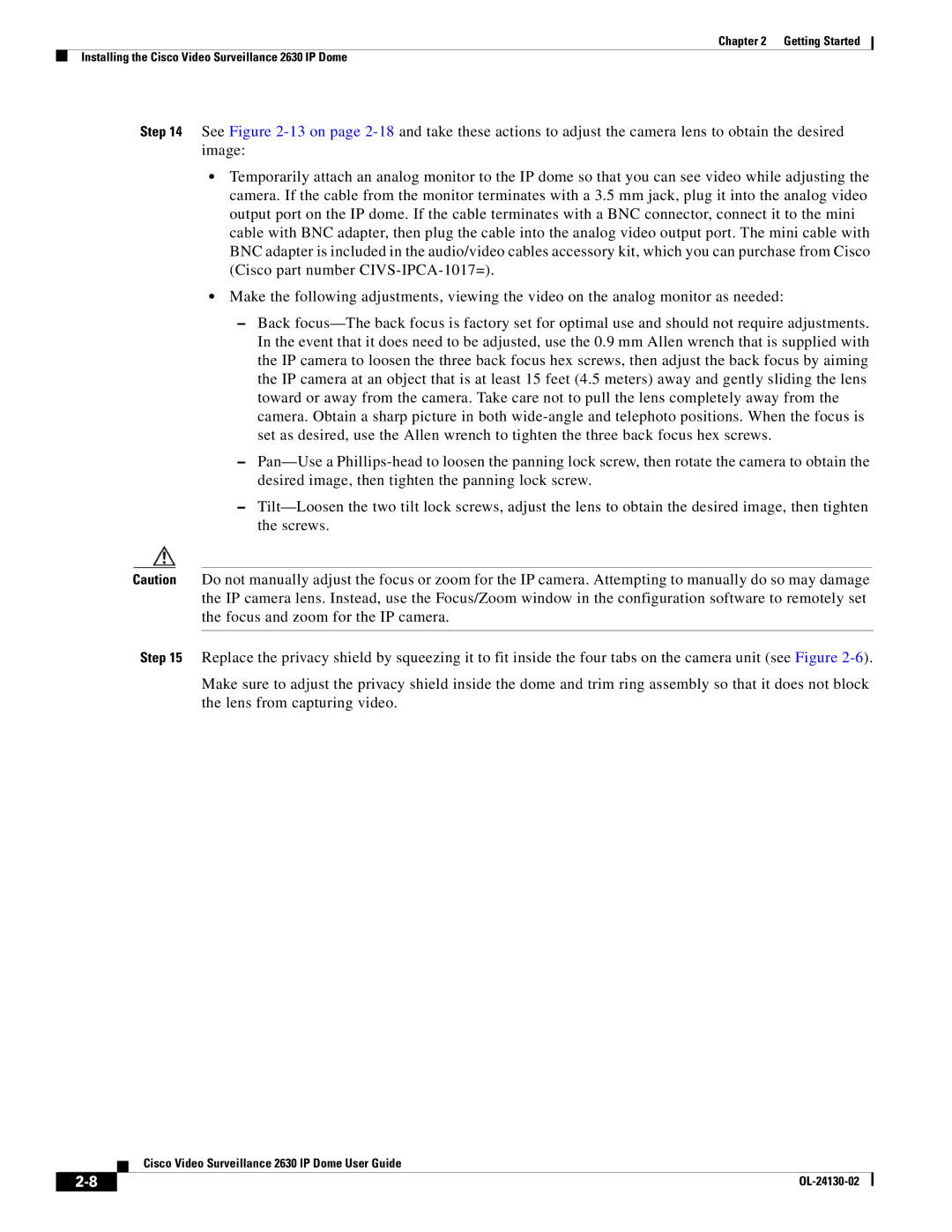 Cisco Systems CIVS-IPC-2630V manual Cisco Video Surveillance 2630 IP Dome User Guide 