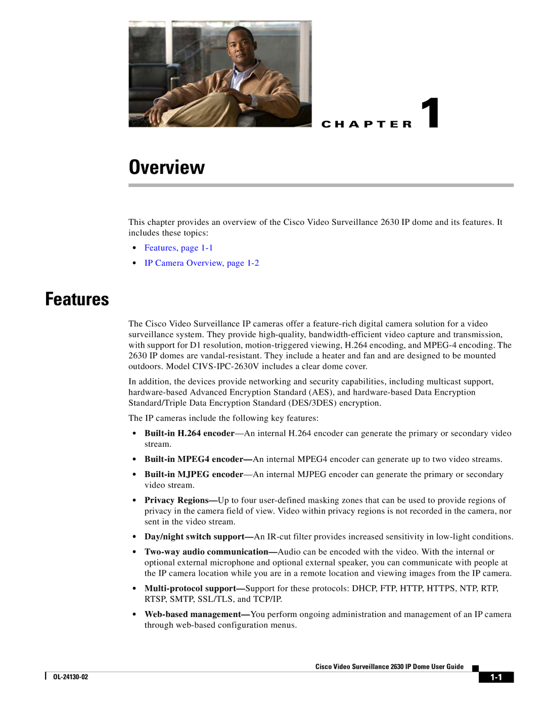 Cisco Systems CIVS-IPC-2630V manual Features, IP Camera Overview 