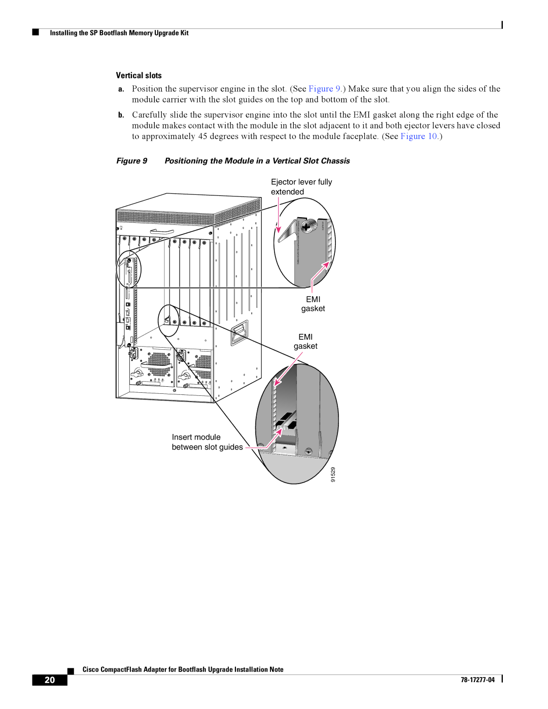 Cisco Systems CompactFlash Adapter manual Positioning the Module in a Vertical Slot Chassis 