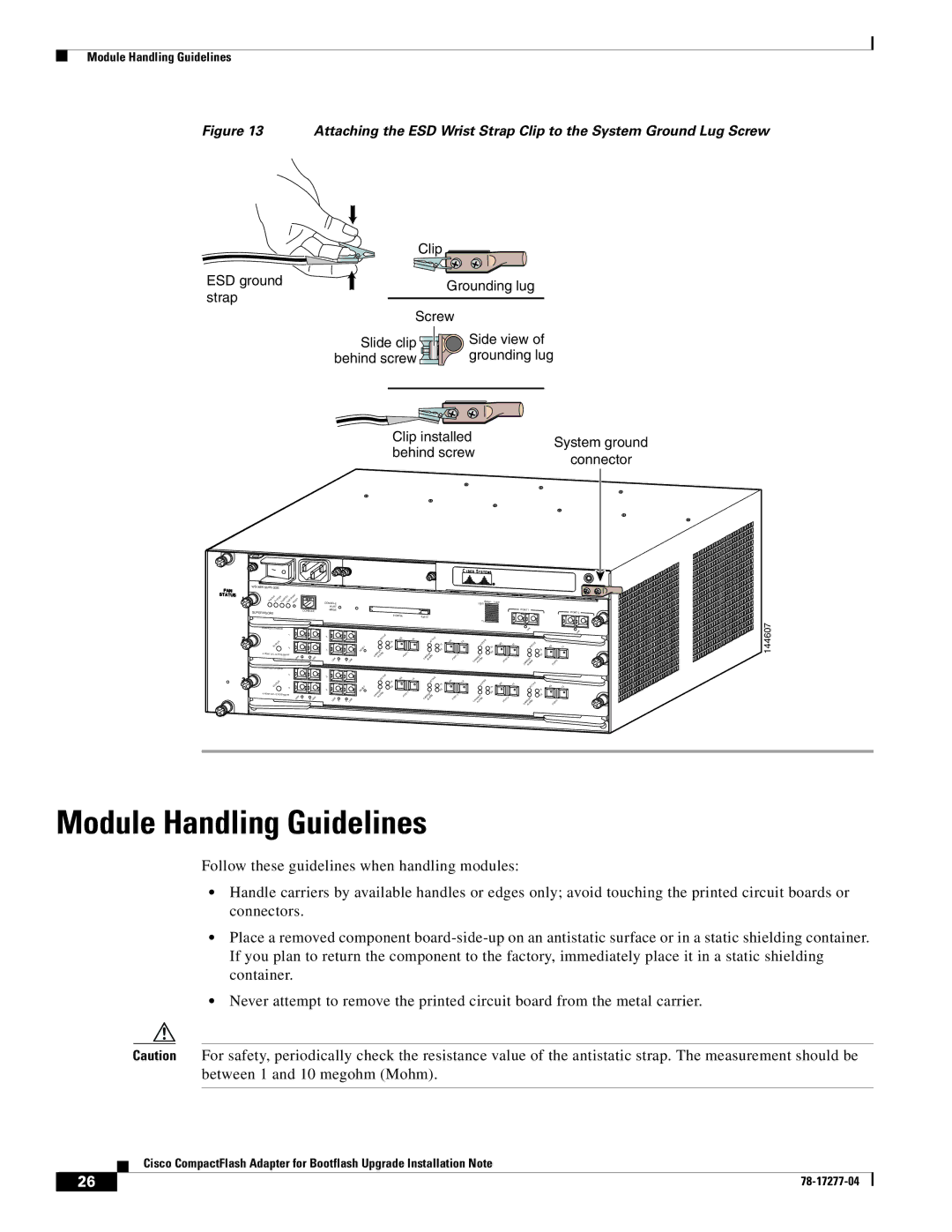 Cisco Systems CompactFlash Adapter manual Module Handling Guidelines, Connector 