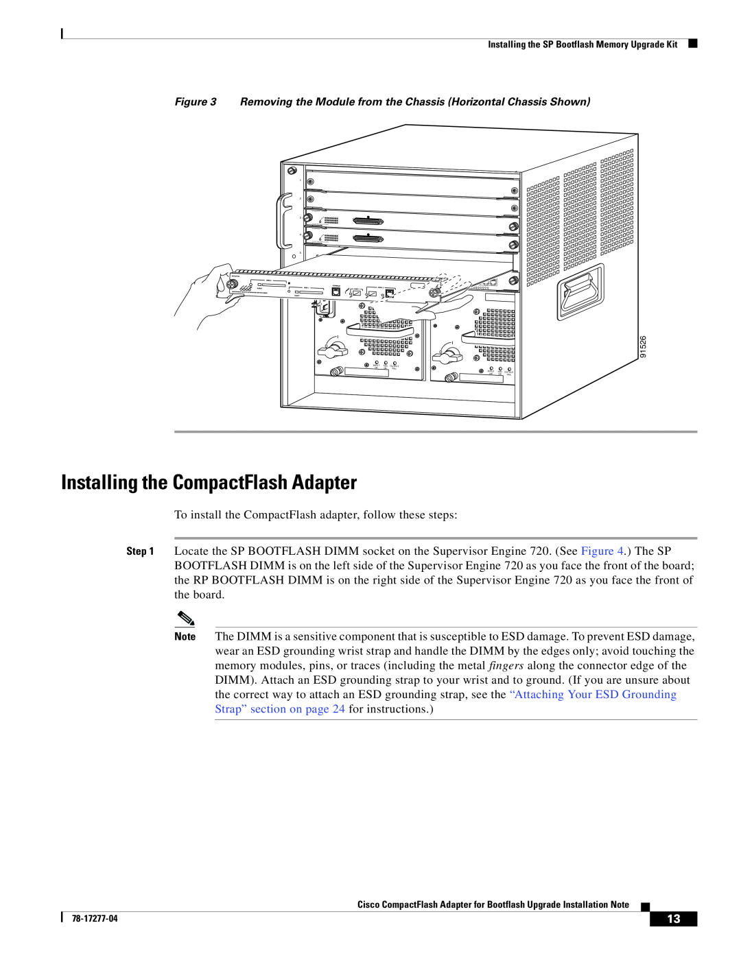 Cisco Systems manual Installing the CompactFlash Adapter 