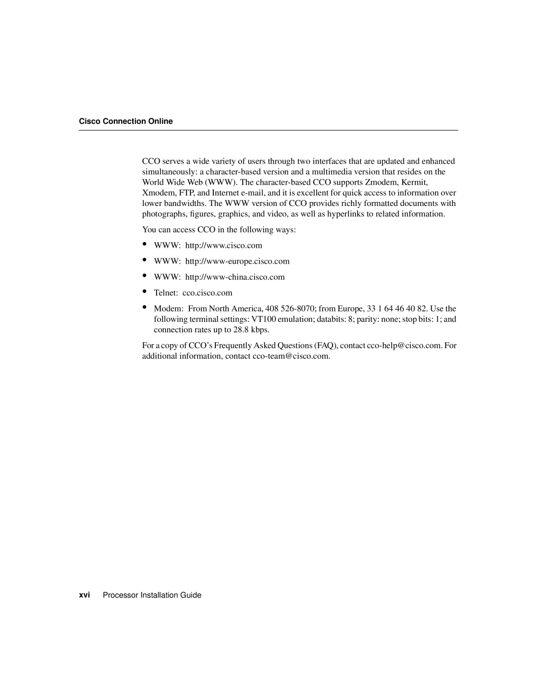 Cisco Systems Computer Accessories manual Xvi Processor Installation Guide 