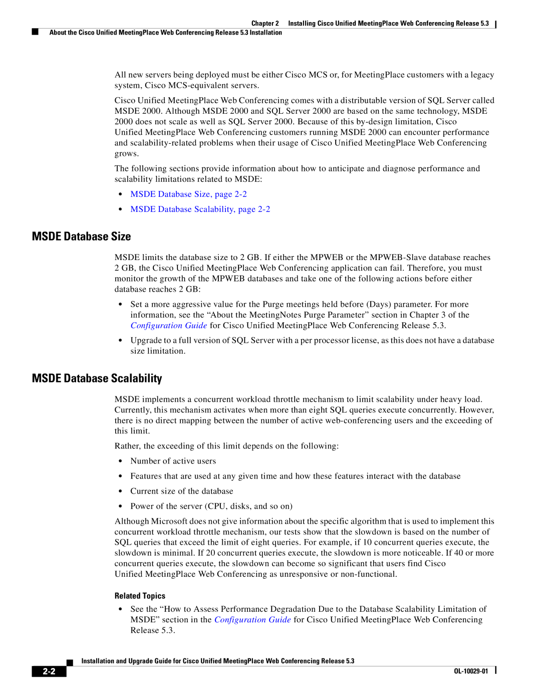 Cisco Systems Conference Phone manual Msde Database Size, Related Topics 