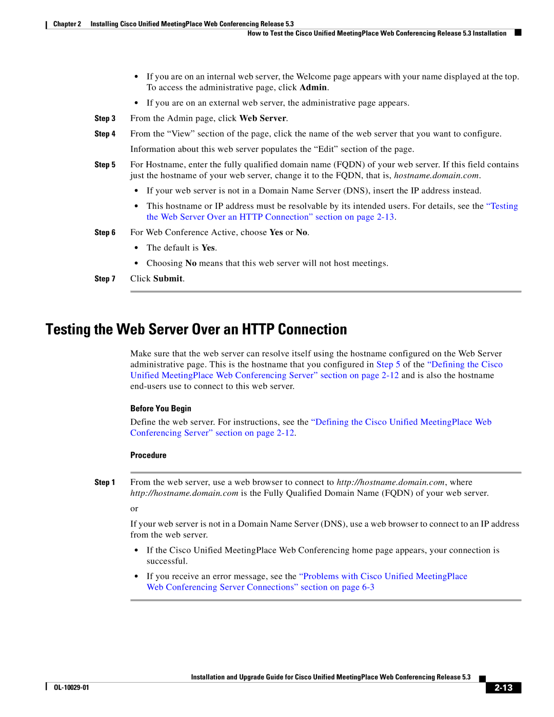 Cisco Systems Conference Phone manual Testing the Web Server Over an Http Connection, Before You Begin 