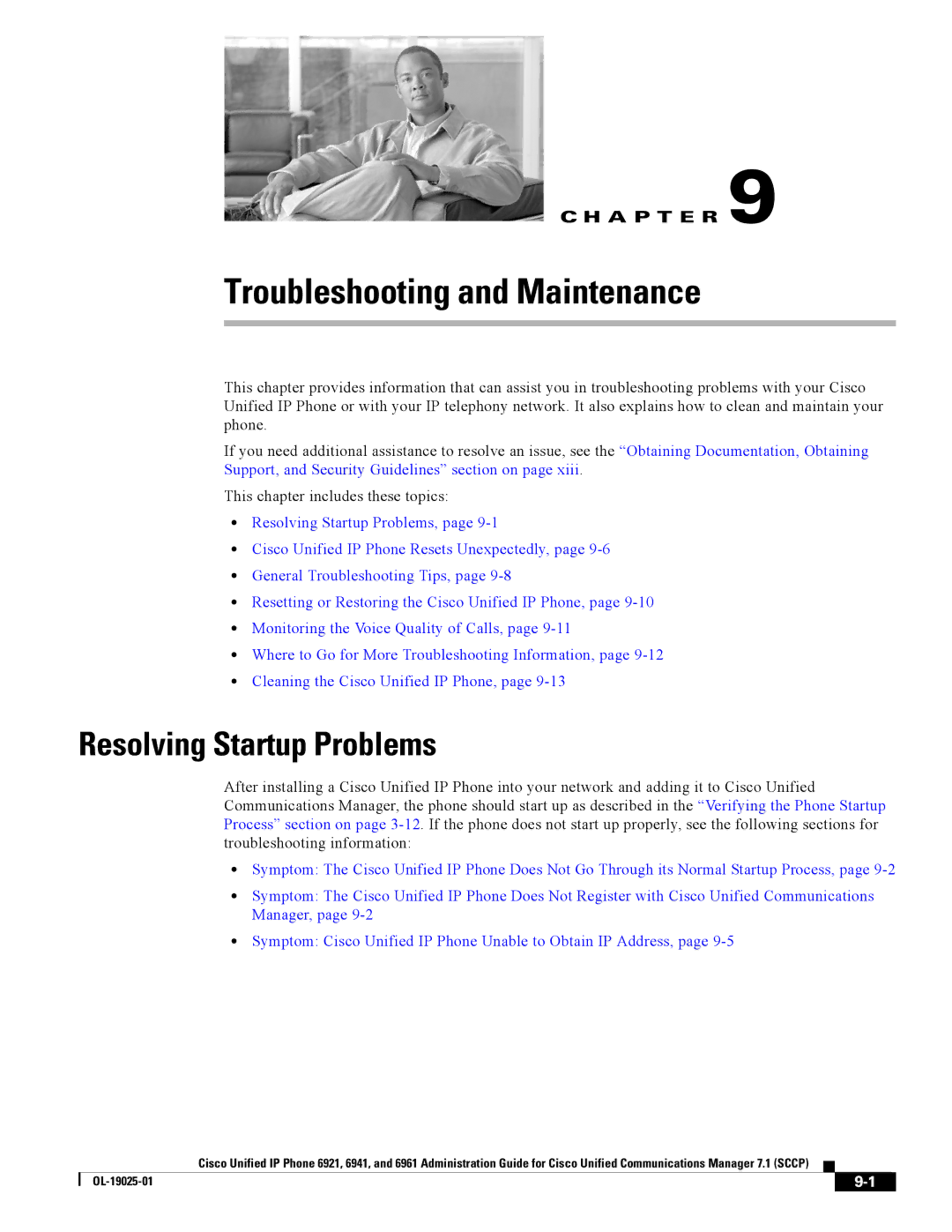 Cisco Systems CP6921CK9 manual Troubleshooting and Maintenance, Resolving Startup Problems 