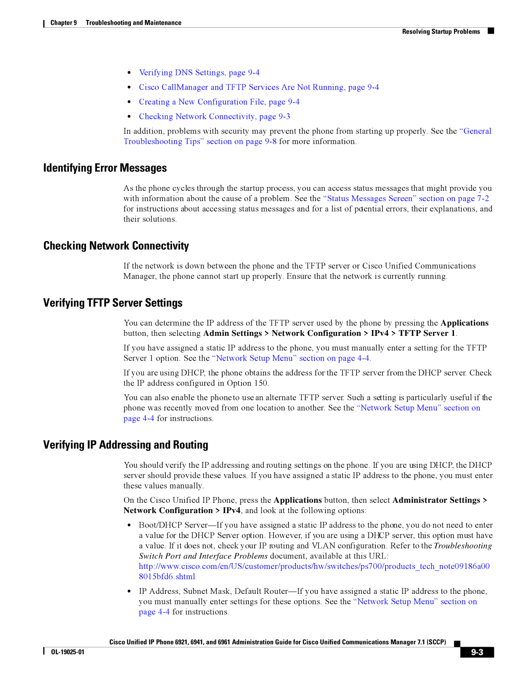 Cisco Systems CP6921CK9 manual Identifying Error Messages 