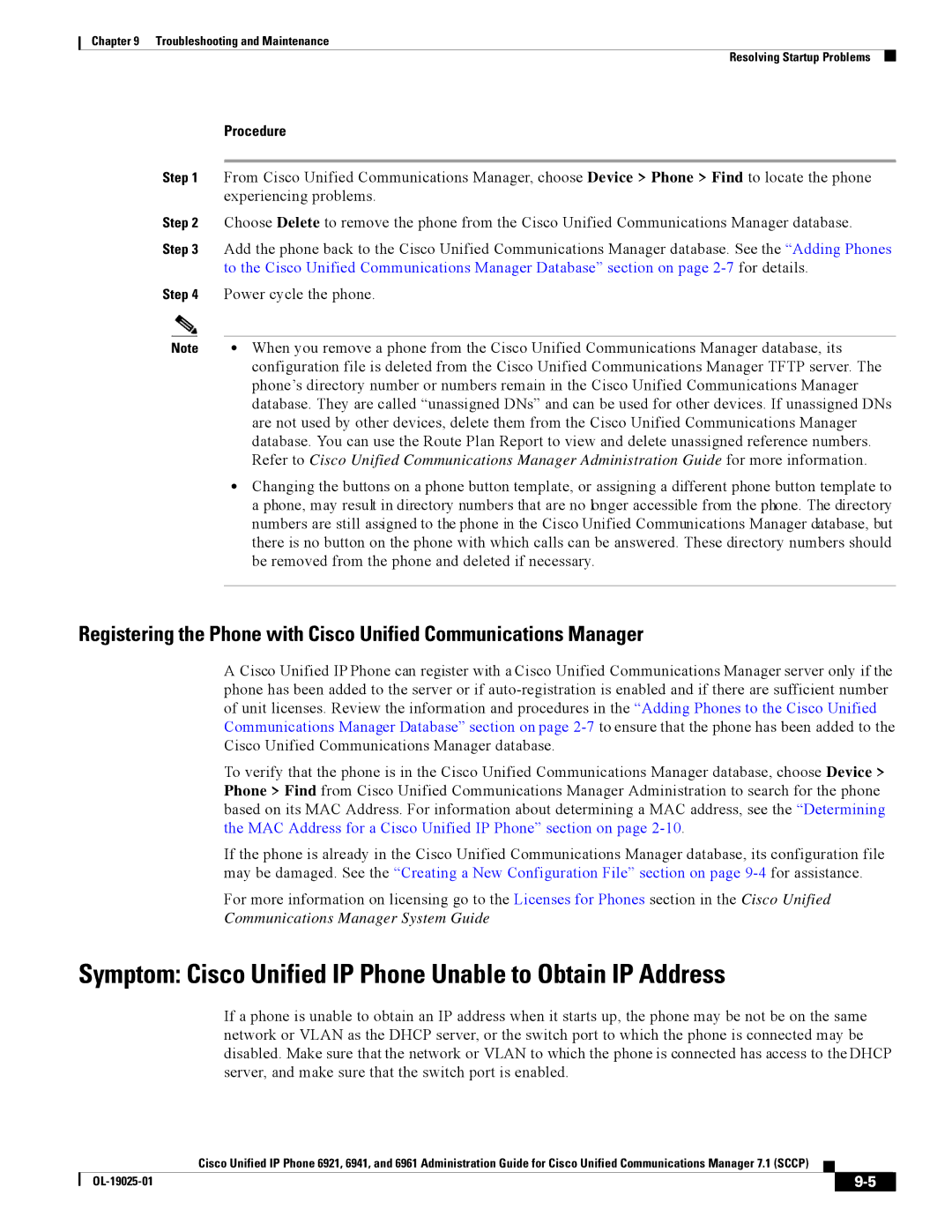 Cisco Systems CP6921CK9 manual Symptom Cisco Unified IP Phone Unable to Obtain IP Address 