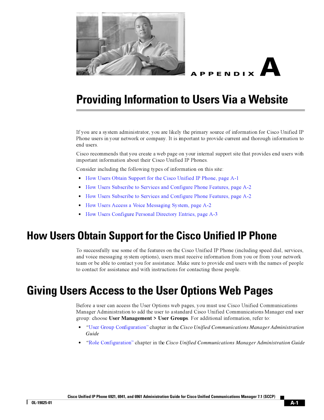 Cisco Systems CP6921CK9 manual Providing Information to Users Via a Website 