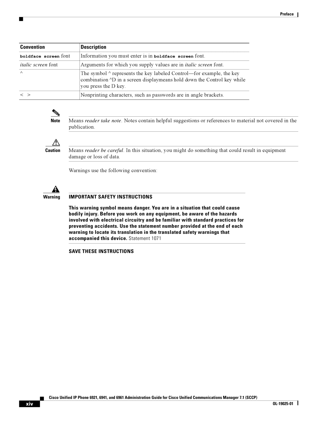 Cisco Systems CP6921CK9 manual Italic screen font 