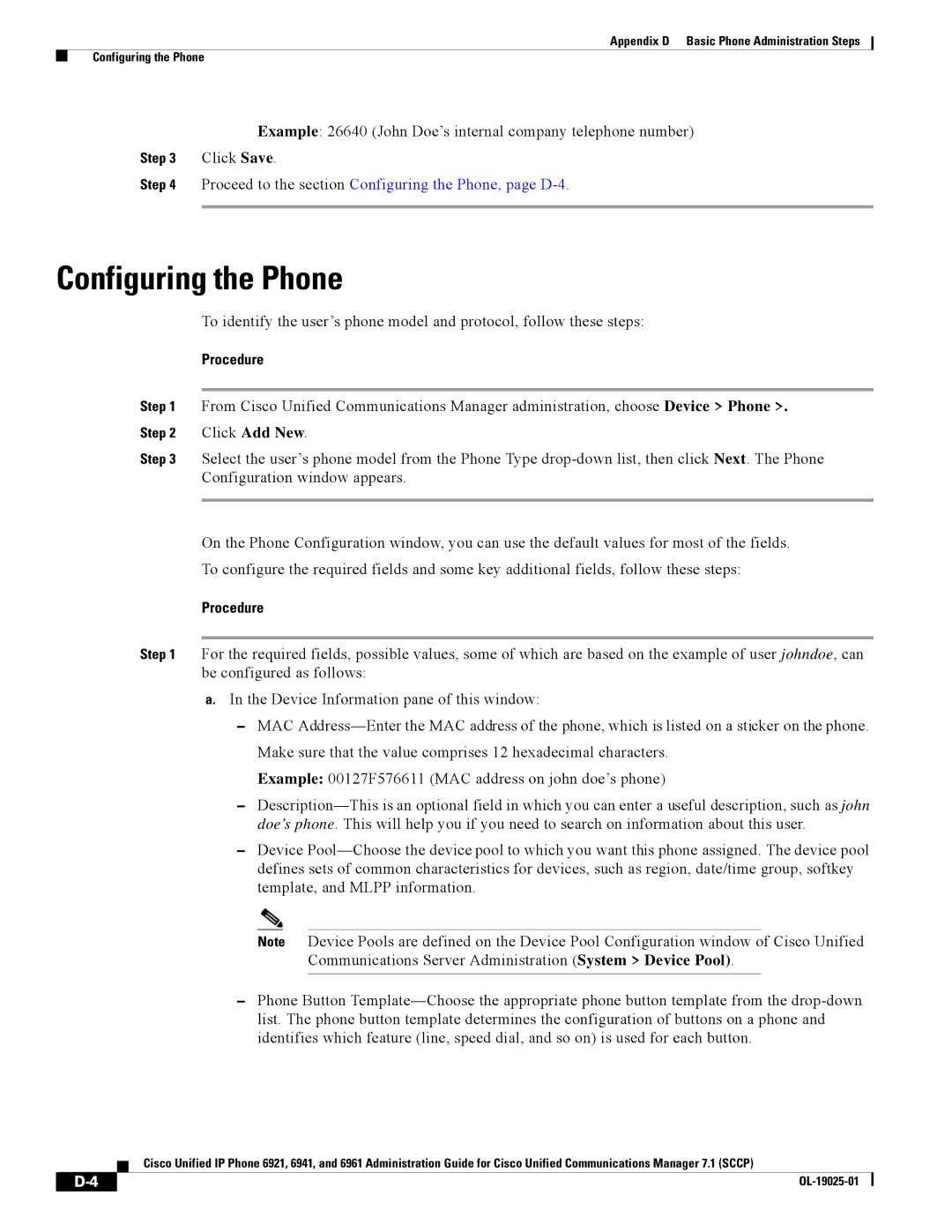 Cisco Systems CP6921CK9 manual Proceed to the section Configuring the Phone, page D-4 