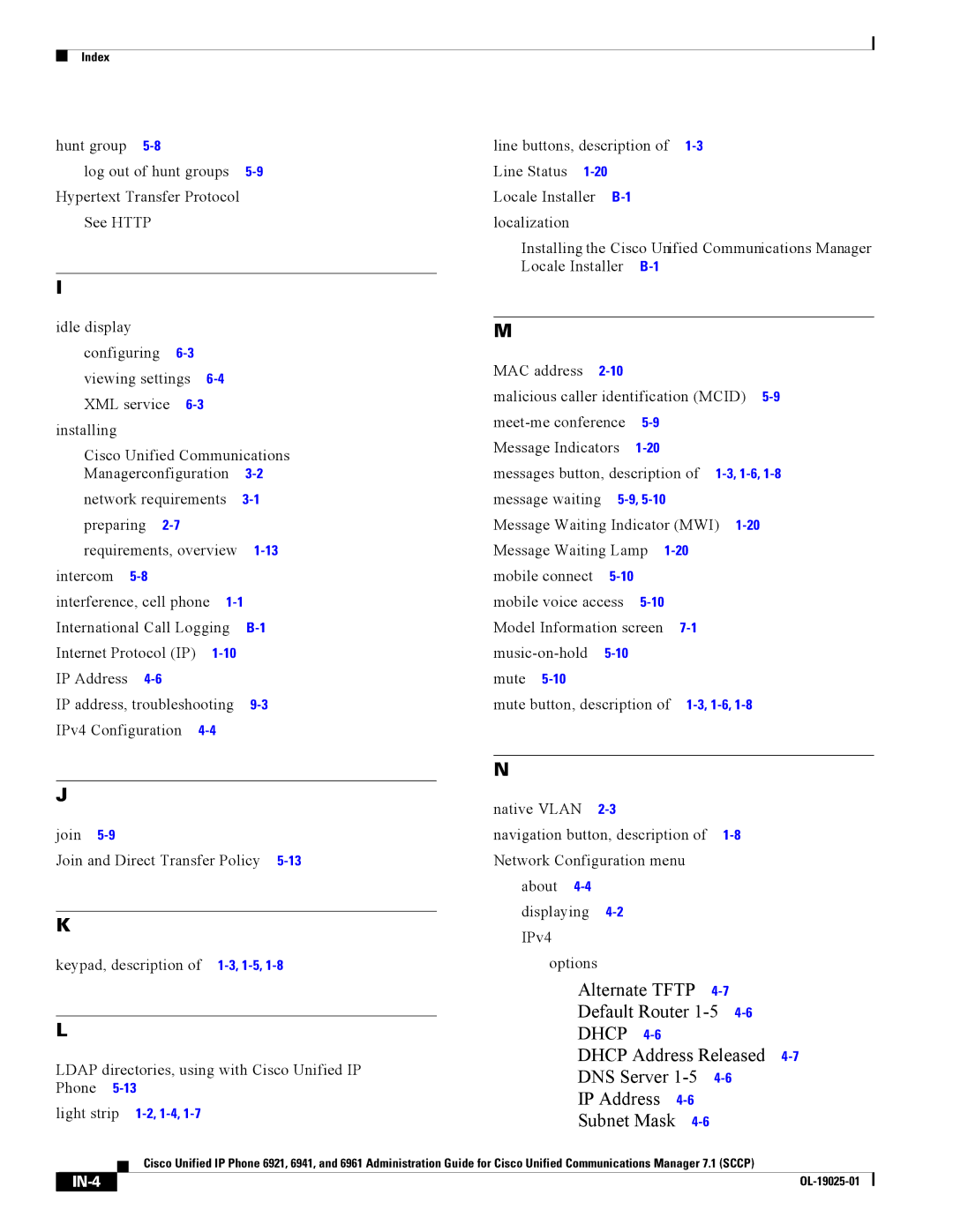 Cisco Systems CP6921CK9 manual IN-4 