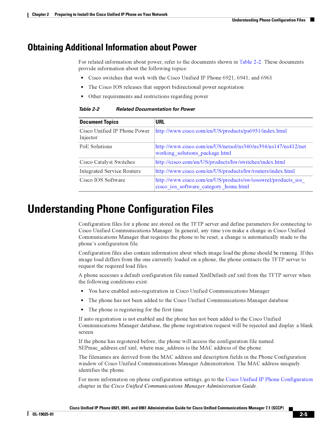 Cisco Systems CP6921CK9 manual Understanding Phone Configuration Files, Obtaining Additional Information about Power 