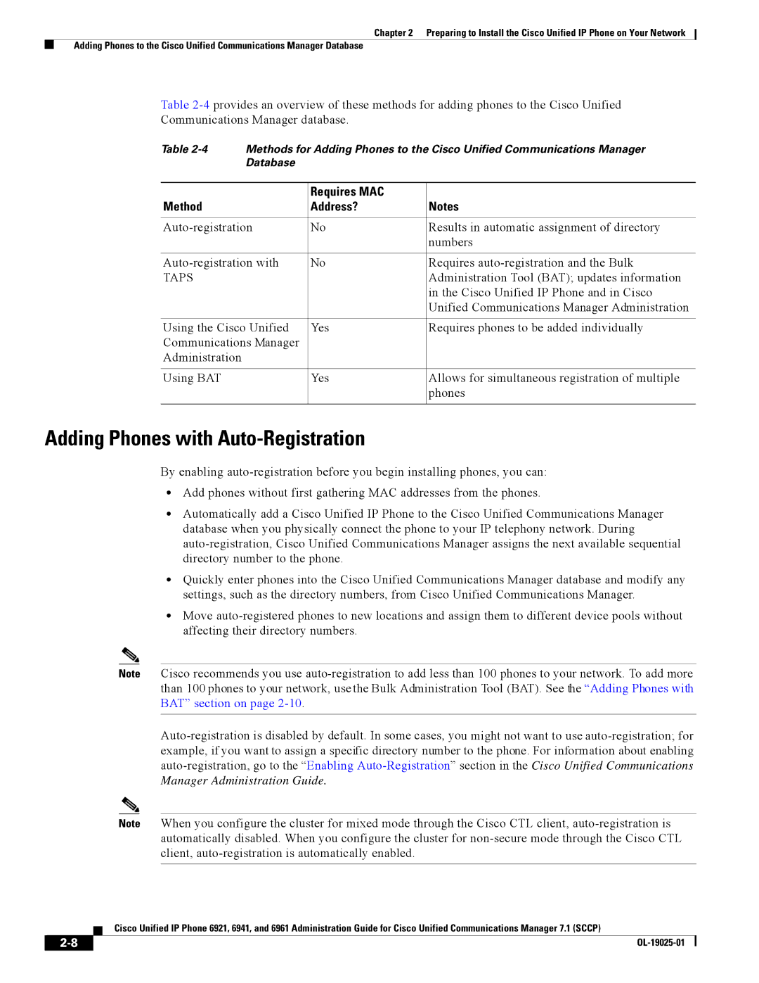 Cisco Systems CP6921CK9 manual Adding Phones with Auto-Registration, Requires MAC Method Address? 