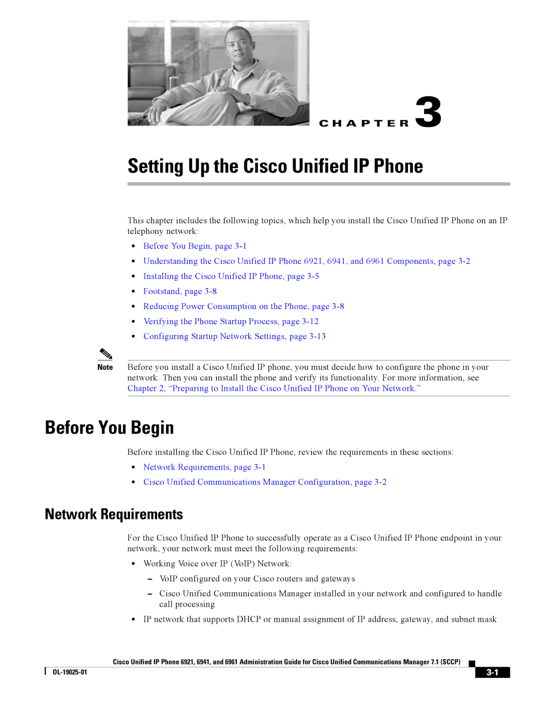 Cisco Systems CP6921CK9 manual Before You Begin, Network Requirements 