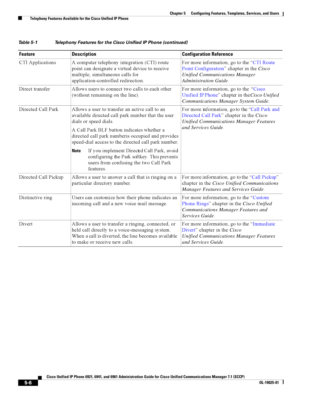 Cisco Systems CP6921CK9 manual Point Configuration chapter in the Cisco, Unified Communications Manager 