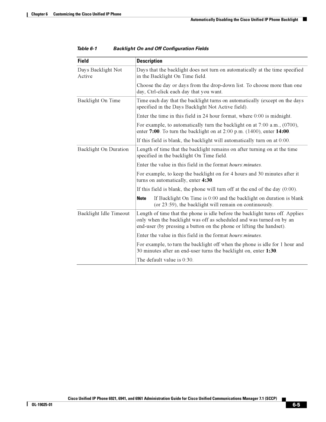 Cisco Systems CP6921CK9 manual Field Description 