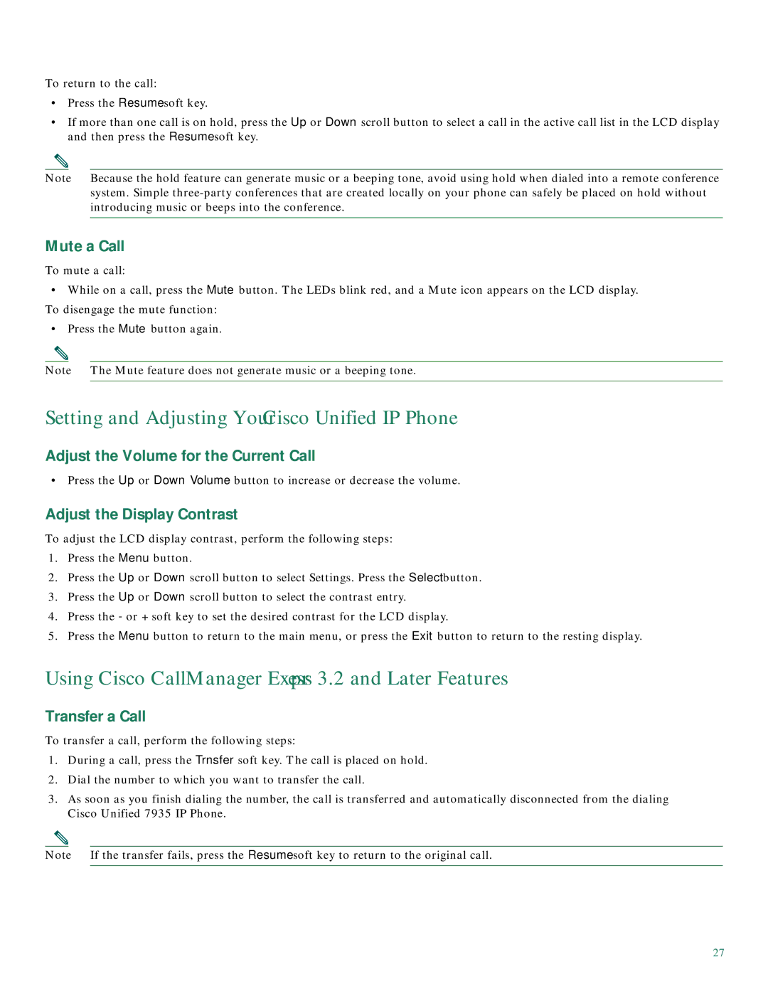 Cisco Systems CP7910GRF manual Setting and Adjusting Your Cisco Unified IP Phone 