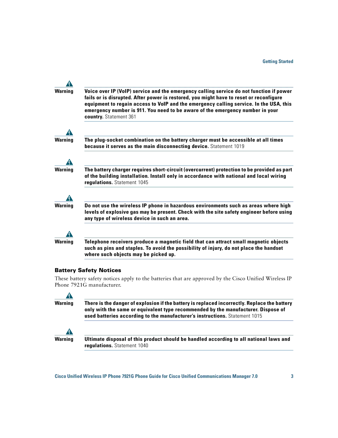 Cisco Systems CP7921GAK9RF manual Country. Statement, Regulations. Statement 