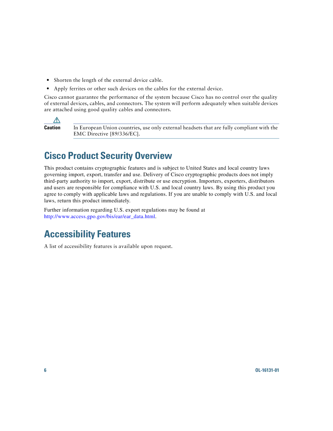 Cisco Systems CP7921GAK9RF manual Cisco Product Security Overview, Accessibility Features 