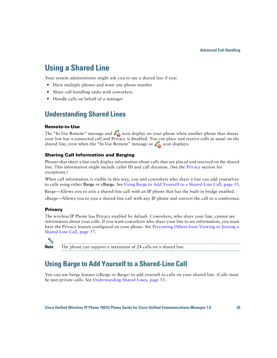 Cisco Systems CP7921GAK9RF manual Using a Shared Line, Understanding Shared Lines 