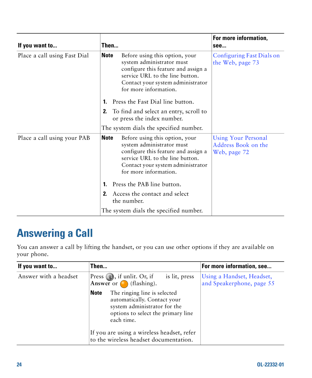 Cisco Systems CP7945G manual Answering a Call, If you want to Then For more information, see, Answer or 